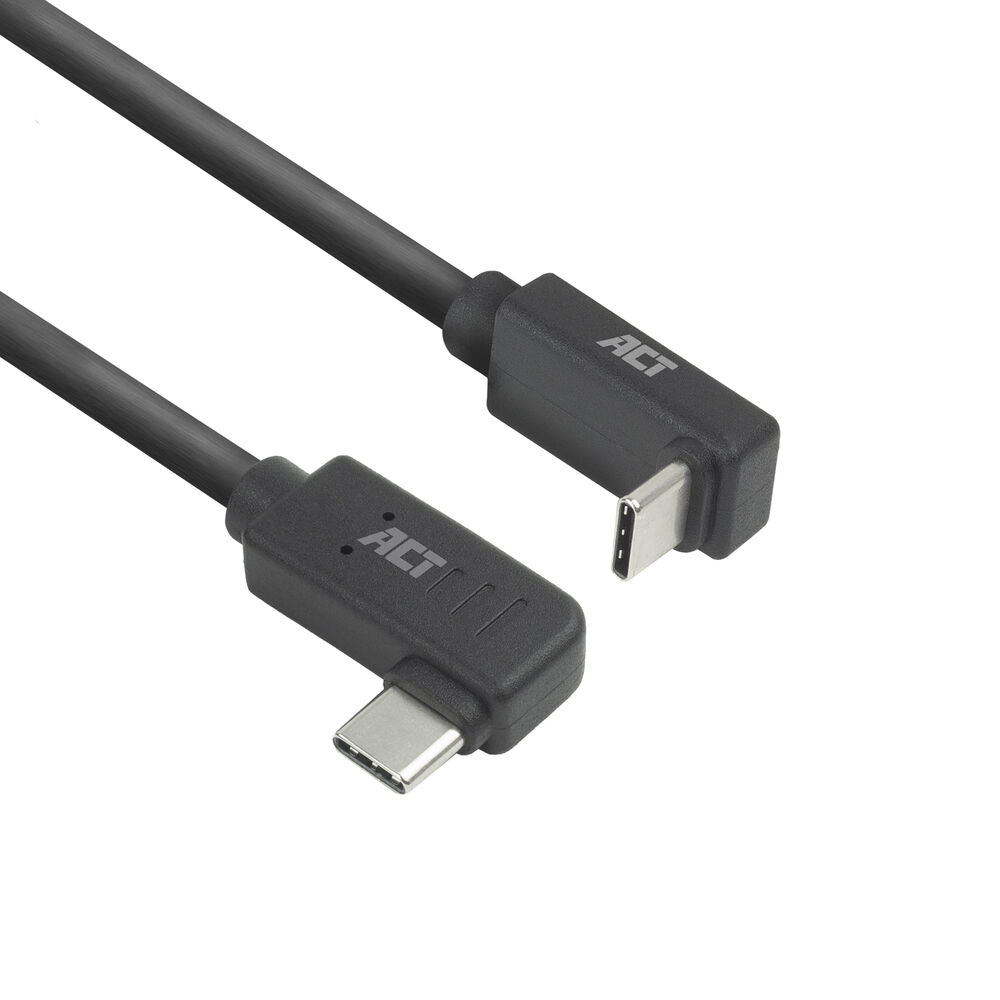[AC7480] ACT USB 3.0 10Gbps 60W USB Type-C (haaks links/rechts) naar USB Type-C (haaks boven/beneden) kabel, 0,5 meter