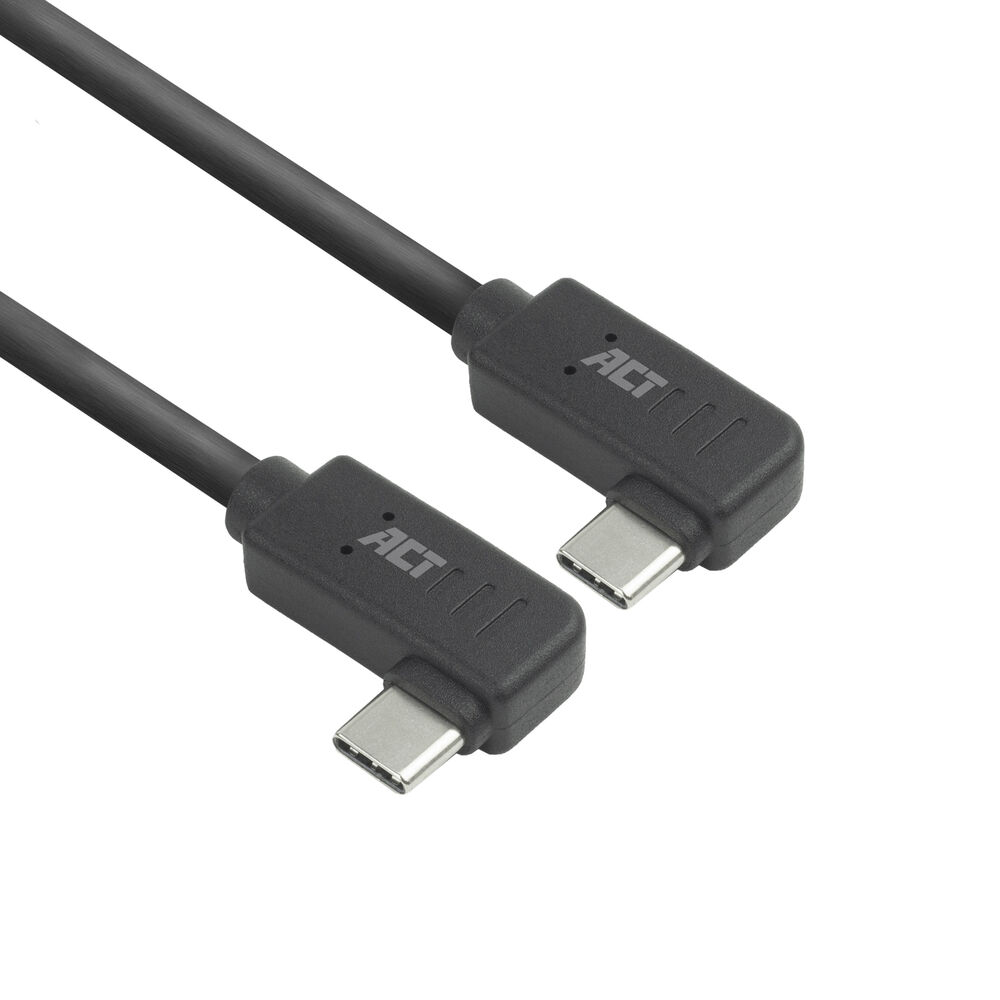 ACT AC7488 | USB 3.2 Gen 2 Kabel | USB-C (haaks links/rechts) naar USB-C (haaks links/rechts) | 60W | 10Gbps | 2m | Zwart