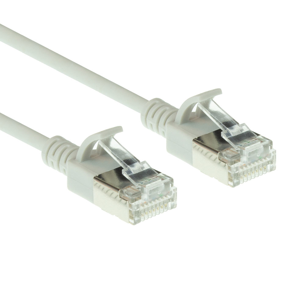 [DC7002] ACT Grijze 2 meter LSZH U/FTP CAT6A datacenter slimline patchkabel snagless met RJ45 connectoren