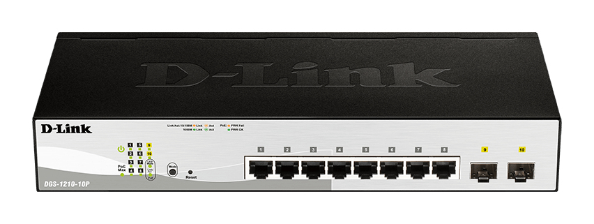 D-Link Switch DGS-1210-10P/E 8xGBit/2xSFP 19" Managed PoE (65W)